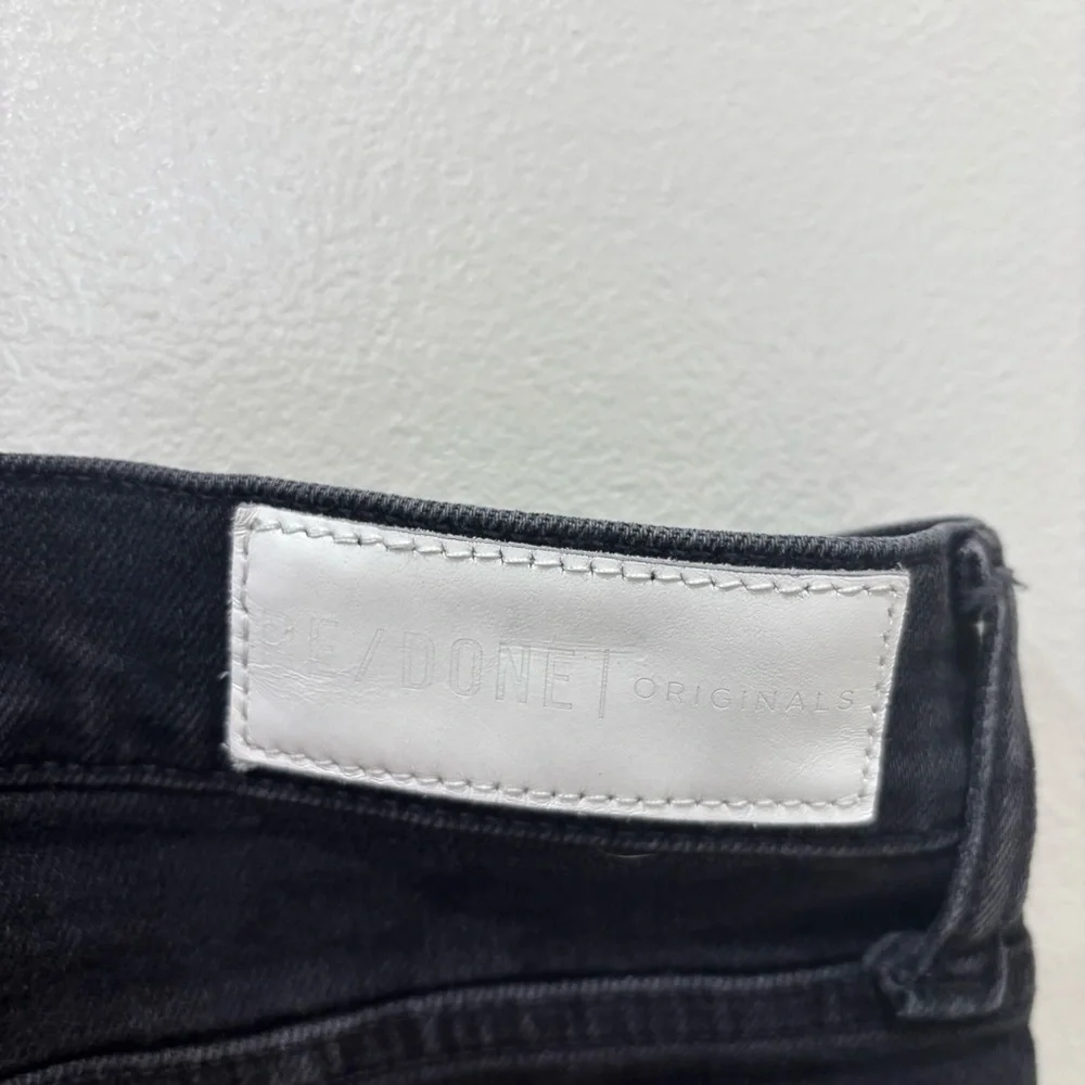 RE/DONE Straight Cropped Raw Hem Button Fly Faded Black Jeans Women’s Size 31